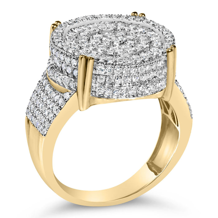 Men's 2 1/10 Ct. T.W. Diamond Concentric Circles Cocktail Ring in 10K Yellow Gold, photo 4