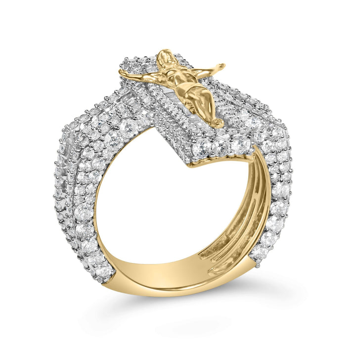 Men's 5 2/5 Ct. T.W. Diamond Jesus Crucifix Cross Cocktail Ring in 10K Yellow Gold, photo 4