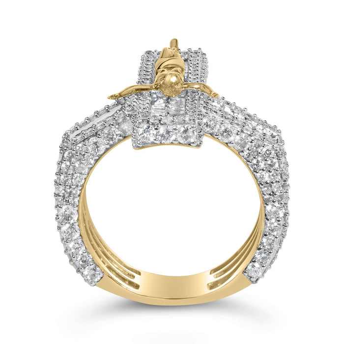 Men's 5 2/5 Ct. T.W. Diamond Jesus Crucifix Cross Cocktail Ring in 10K Yellow Gold, photo 6