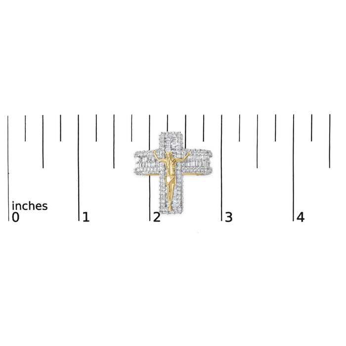 Men's 5 2/5 Ct. T.W. Diamond Jesus Crucifix Cross Cocktail Ring in 10K Yellow Gold, photo 7