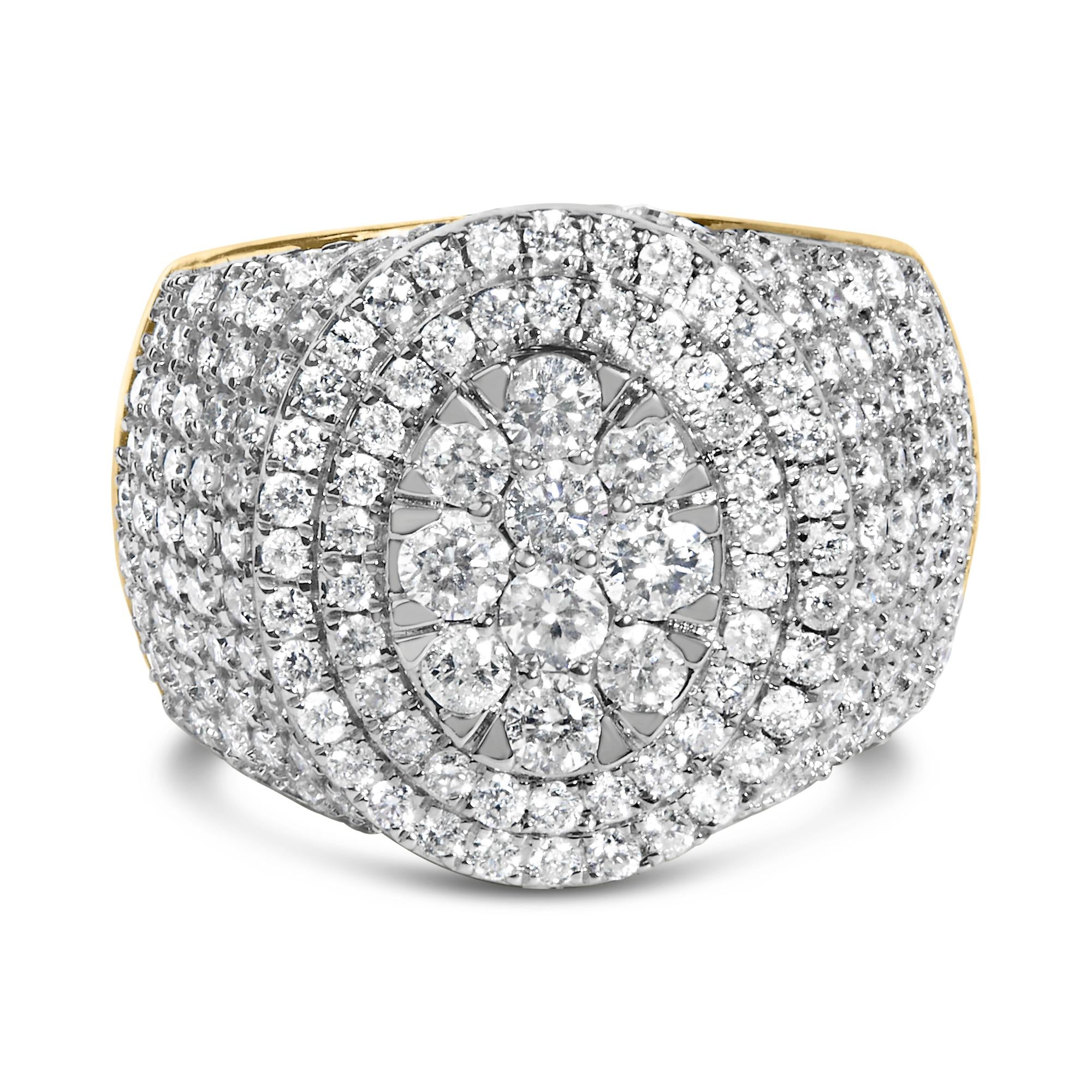 Men's 2 1/2 Ct. T.W. Round Diamond Cluster Cocktail Ring in 10K Yellow Gold, photo 1