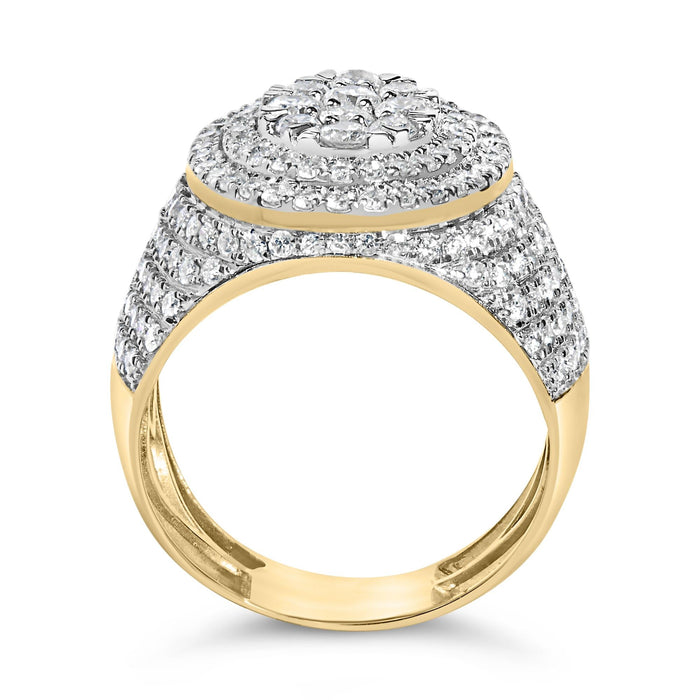 Men's 2 1/2 Ct. T.W. Round Diamond Cluster Cocktail Ring in 10K Yellow Gold, photo 6