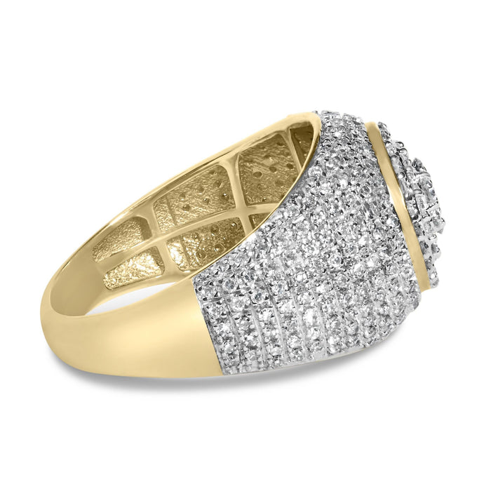 Men's 1 1/2 Ct. T.W. Diamond Cluster Dome Band Ring in 10K Yellow Gold, photo 2