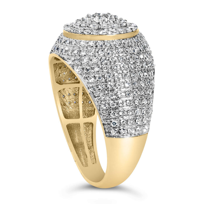 Men's 1 1/2 Ct. T.W. Diamond Cluster Dome Band Ring in 10K Yellow Gold, photo 5