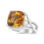 1/3 Ct. T.W. 12mm Cushion-Cut Yellow Citrine Gemstone and Round Pavé-Set Diamond Ring in 14K White Gold, photo 4