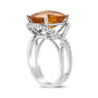 1/3 Ct. T.W. 12mm Cushion-Cut Yellow Citrine Gemstone and Round Pavé-Set Diamond Ring in 14K White Gold, photo 5