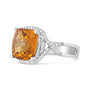 1/3 Ct. T.W. 12mm Cushion-Cut Yellow Citrine Gemstone and Round Pavé-Set Diamond Ring in 14K White Gold, photo 6