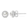 Aretes de botón con halo de diamantes de 1/7 ct. p.t. y perla cultivada de agua dulce de 4.5mm en oro blanco de 10K, foto 4