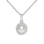 5mm Cultured Pearl and Diamond Accent Halo Pendant Necklace in 10K White Gold, photo 2