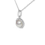 5mm Cultured Pearl and Diamond Accent Halo Pendant Necklace in 10K White Gold, photo 4