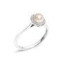 5mm Cultured Freshwater Pearl and Diamond Halo Ring in 10K White Gold, photo 4