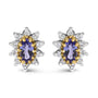 1/4 Ct. T.W. Diamond and Blue Purple Tanzanite Sunburst Halo Stud Earrings in 14K Yellow Gold, photo 1