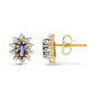 1/4 Ct. T.W. Diamond and Blue Purple Tanzanite Sunburst Halo Stud Earrings in 14K Yellow Gold, photo 4