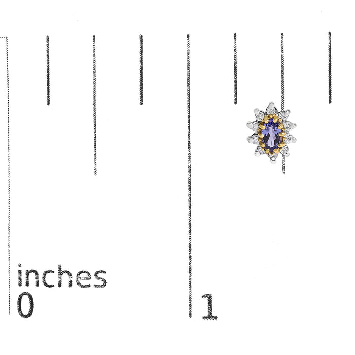 1/4 Ct. T.W. Diamond and Blue Purple Tanzanite Sunburst Halo Stud Earrings in 14K Yellow Gold, photo 5