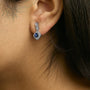 Blue Sapphire and Diamond Halo Cushion-Shaped Drop Earrings in 10K White Gold, photo 3