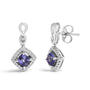 Blue Purple Tanzanite and Diamond Halo Cushion-Shaped Drop Earrings in 10K White Gold, photo 2
