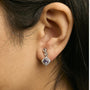 Blue Purple Tanzanite and Diamond Halo Cushion-Shaped Drop Earrings in 10K White Gold, photo 3
