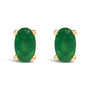 Aretes de botón con gema y piedra natal talla ovalada de 5x3 mm en oro de 14K, foto 1
