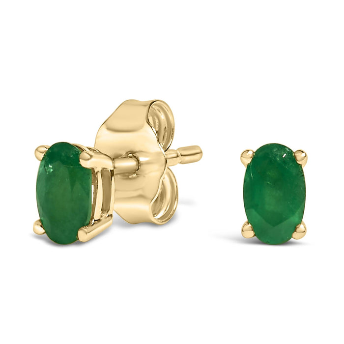 Aretes de botón con gema y piedra natal talla ovalada de 5x3 mm en oro de 14K, foto 5