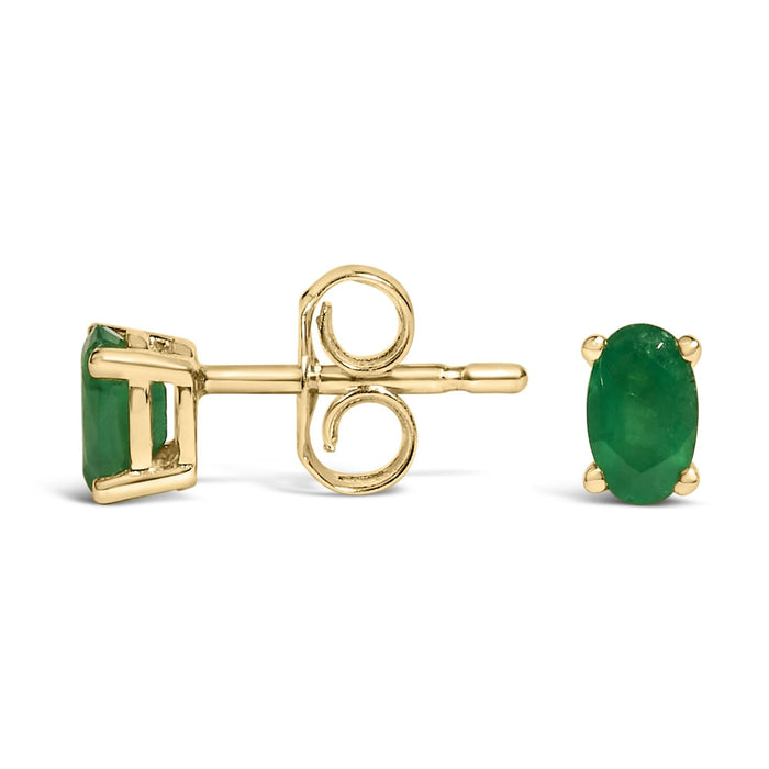 Aretes de botón con gema y piedra natal talla ovalada de 5x3 mm en oro de 14K, foto 13