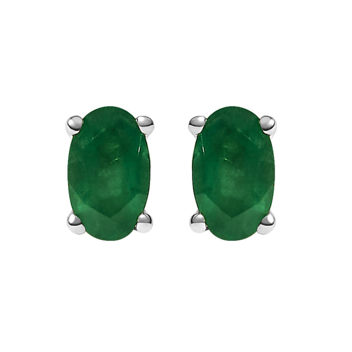 Aretes de botón con gema y piedra natal talla ovalada de 5x3 mm en oro de 14K, foto 4