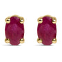 Aretes de botón con gema y piedra natal talla ovalada de 5x3 mm en oro de 14K, foto 3