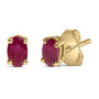 Aretes de botón con gema y piedra natal talla ovalada de 5x3 mm en oro de 14K, foto 7
