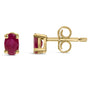 Aretes de botón con gema y piedra natal talla ovalada de 5x3 mm en oro de 14K, foto 15