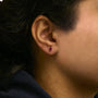 Aretes de botón con gema y piedra natal talla ovalada de 5x3 mm en oro de 14K, foto 11