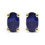 Aretes de botón con gema y piedra natal talla ovalada de 5x3 mm en oro de 14K, foto 2
