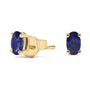 Aretes de botón con gema y piedra natal talla ovalada de 5x3 mm en oro de 14K, foto 6