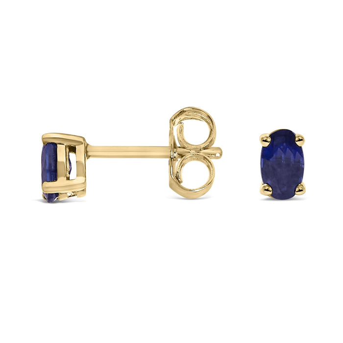 Aretes de botón con gema y piedra natal talla ovalada de 5x3 mm en oro de 14K, foto 14
