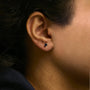 Aretes de botón con gema y piedra natal talla ovalada de 5x3 mm en oro de 14K, foto 10