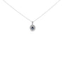 Collar con colgante de halo con zafiro azul ovalado y diamantes de 3/4 ct. p.t. en oro blanco de 14K, foto 1