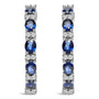 Aretes de aro alternos con zafiro azul ovalado de 4x3 mm y diamantes de 1/4 ct. p.t. en oro blanco de 14K, foto 2
