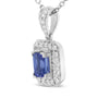 1/4 Ct. T.W. Round Diamond and 6x4mm Purple Tanzanite Halo Pendant Necklace in 18K White Gold, photo 2