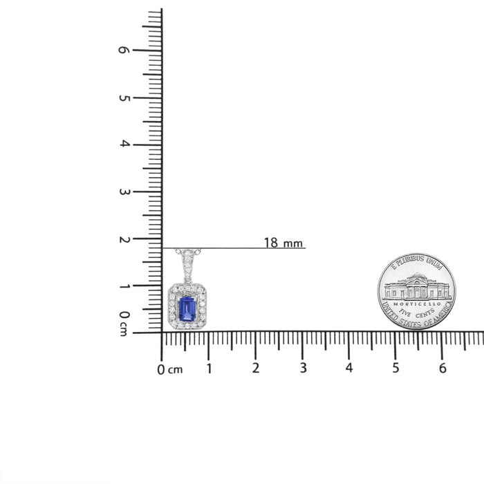 1/4 Ct. T.W. Round Diamond and 6x4mm Purple Tanzanite Halo Pendant Necklace in 18K White Gold, photo 5