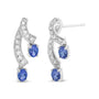 Aretes de botón de doble gota con tanzanita azul natural de 4x3mm y diamantes de 1/5 ct. p.t. en oro blanco de 14K, color H-I, claridad VS1-VS2, foto 2