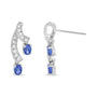 Aretes de botón de doble gota con tanzanita azul natural de 4x3mm y diamantes de 1/5 ct. p.t. en oro blanco de 14K, color H-I, claridad VS1-VS2, foto 4