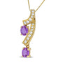1/5 Ct. T.W. 6x4mm Oval Pink Sapphire and Round Diamond Pendant Necklace in 14K Yellow Gold, photo 2
