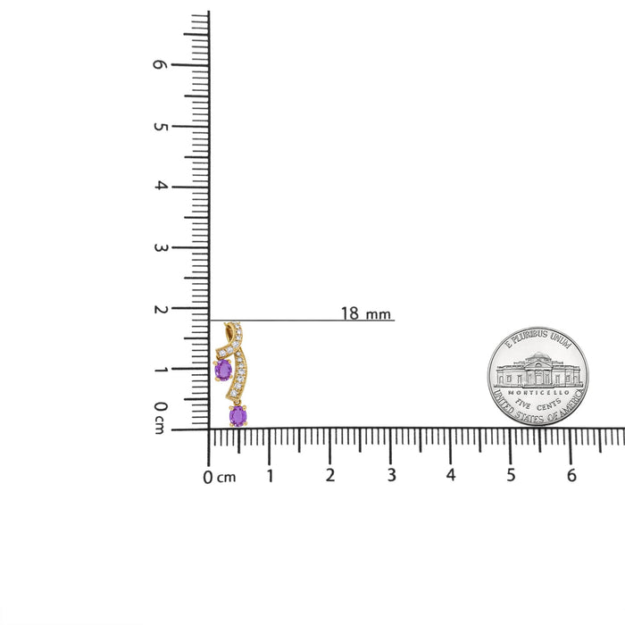 1/5 Ct. T.W. 6x4mm Oval Pink Sapphire and Round Diamond Pendant Necklace in 14K Yellow Gold, photo 7