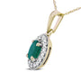 1/5 Ct. T.W. 6x4mm Emerald and Round Diamond Halo Pendant Necklace in 14K Yellow Gold, photo 4