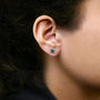 1/10 Ct. T.W. Oval Green Emerald and Diamond Halo Stud Earrings in 14K White Gold, photo 3