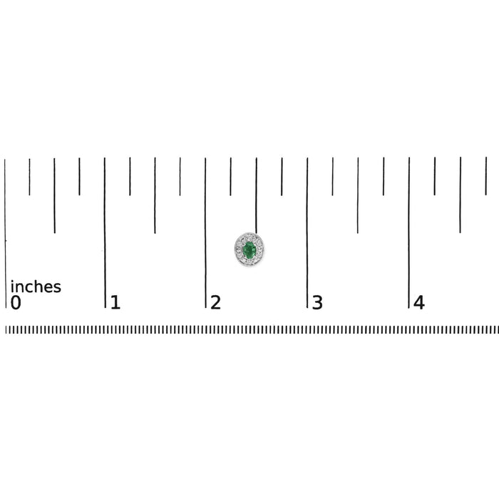 1/10 Ct. T.W. Oval Green Emerald and Diamond Halo Stud Earrings in 14K White Gold, photo 5