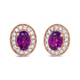 3/8 Ct. T.W. 7x5mm Oval-Cut Garnet and Round Diamond Halo Stud Earrings in 14K Rose Gold, photo 1