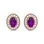 3/8 Ct. T.W. 7x5mm Oval-Cut Garnet and Round Diamond Halo Stud Earrings in 14K Rose Gold, photo 2
