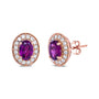 3/8 Ct. T.W. 7x5mm Oval-Cut Garnet and Round Diamond Halo Stud Earrings in 14K Rose Gold, photo 4