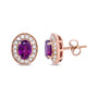 3/8 Ct. T.W. 7x5mm Oval-Cut Garnet and Round Diamond Halo Stud Earrings in 14K Rose Gold, photo 5
