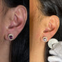 3/8 Ct. T.W. 7x5mm Oval-Cut Garnet and Round Diamond Halo Stud Earrings in 14K Rose Gold, photo 3