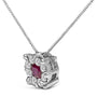 1/3 Ct. T.W. Red Ruby and Diamond Halo Pendant Necklace in 14K White Gold, photo 4